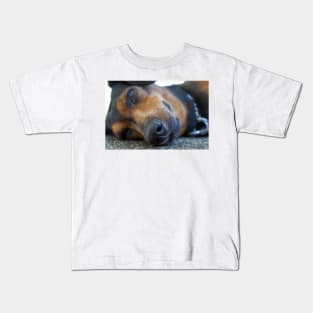 closeup of a sleeping dog Kids T-Shirt